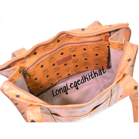 ‼️SOLD‼️MCM VISETOS MONOGRAM COGNAC BROWN SHOULDER TOTE BAG - Picture 4 of 9